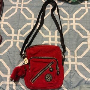 Vintage Kipling Red Crossbody Purse. Like new